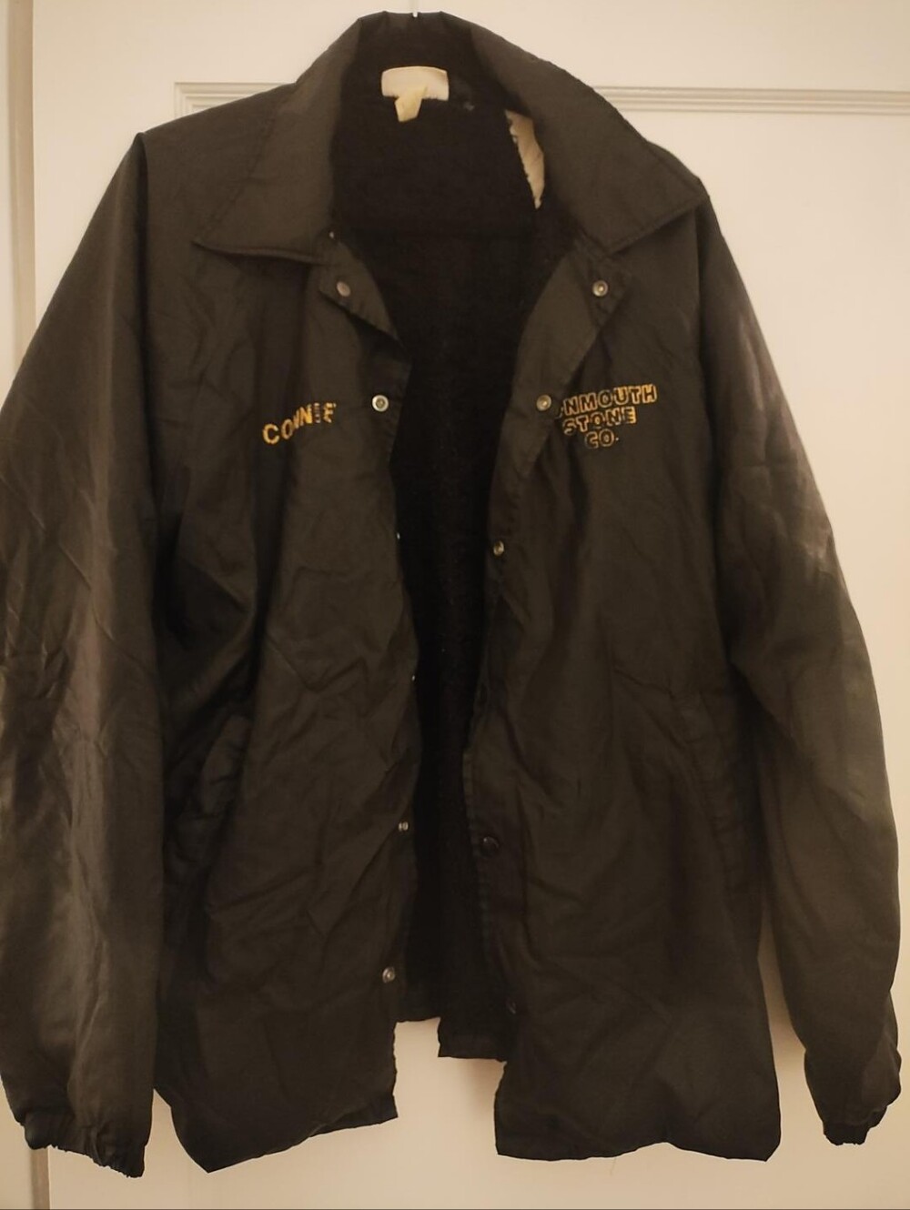 Vintage Hartwell Monmouth Stone Co Work Jacket USA Black Fleece Lined L 42-44